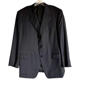 Canali Pinstripe Black Blazer Men 58 (48R US) Sport Coat Jacket Luxury Italy
